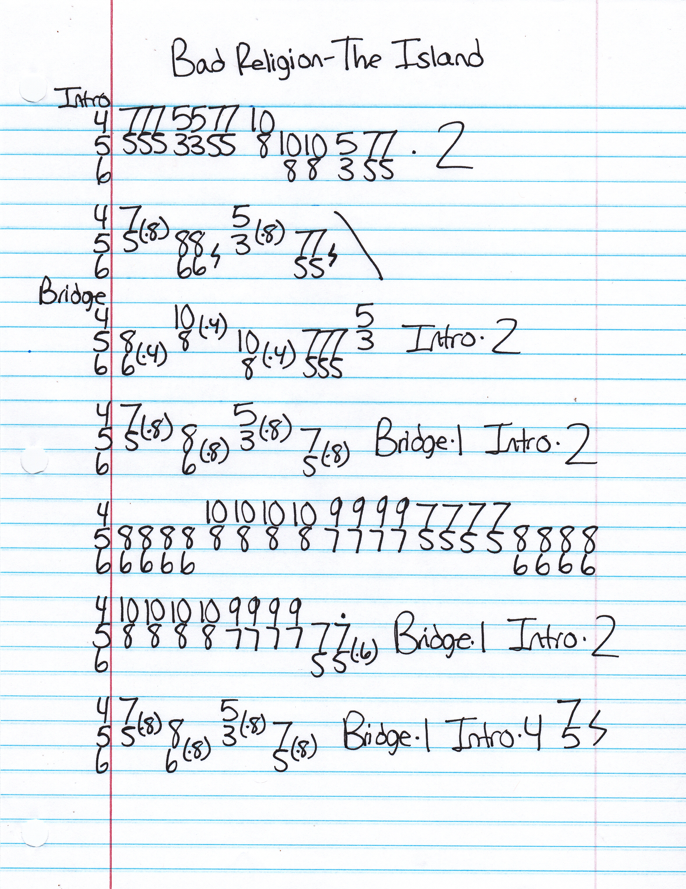 High quality guitar tab for The Island by Bad Religion off of the album True North. ***Complete and accurate guitar tab!***